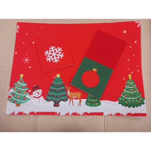 Christmas Place Mats & Silverware Holder With Coaster Set of 6 Heavy Felt NEW - Picture 2 of 7